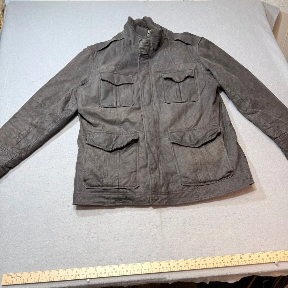 St Johns Bay Outfitters‎ Mens Genuine Leather Field Jacket Brown Large